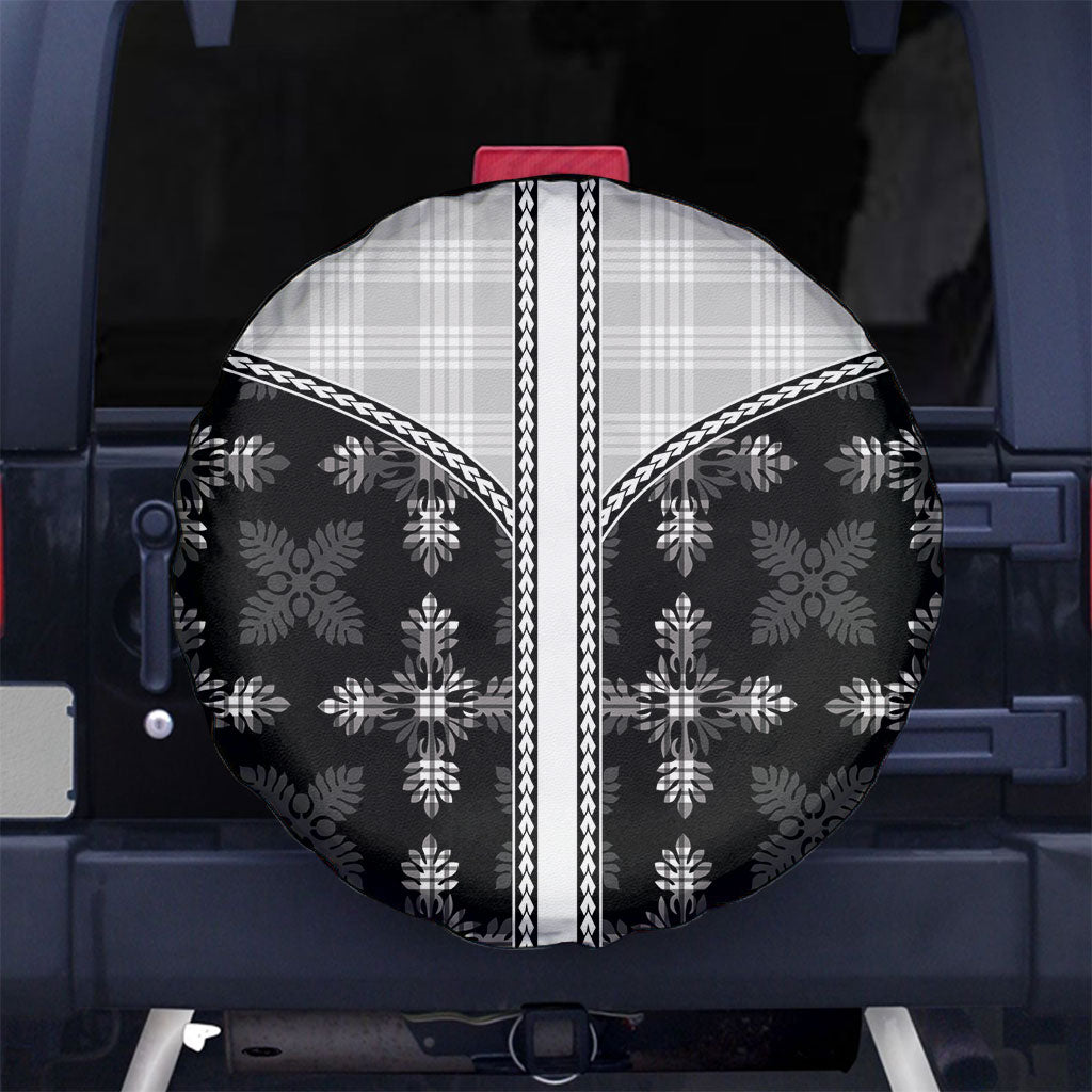 Black Hawaii Paniolo Quilt Motif Spare Tire Cover LT05 No hole Black - Polynesian Pride