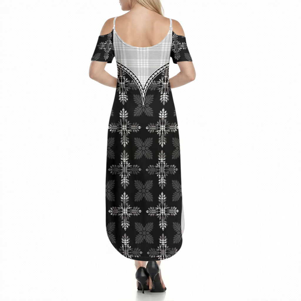 Black Hawaii Paniolo Quilt Motif Summer Maxi Dress LT05 - Polynesian Pride