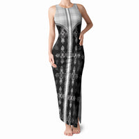 Black Hawaii Paniolo Quilt Motif Tank Maxi Dress LT05 Women Black - Polynesian Pride