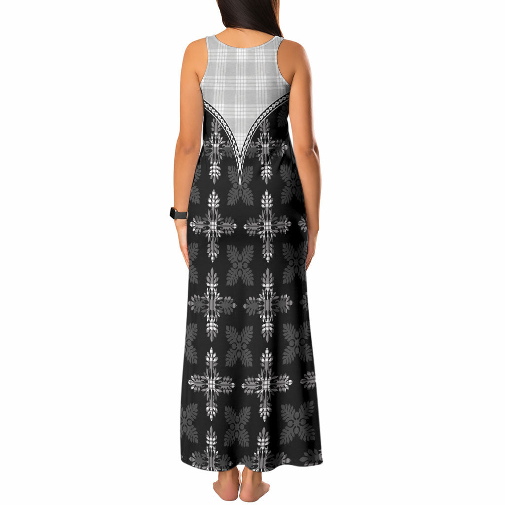 Black Hawaii Paniolo Quilt Motif Tank Maxi Dress LT05 - Polynesian Pride