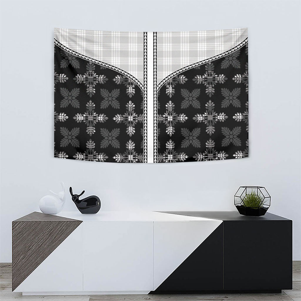 Black Hawaii Paniolo Quilt Motif Tapestry LT05 - Polynesian Pride