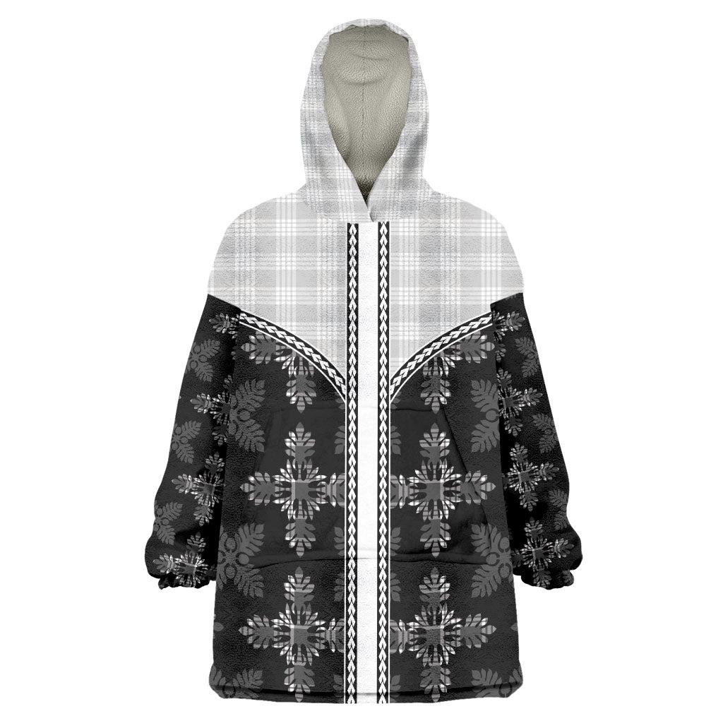 Black Hawaii Paniolo Quilt Motif Wearable Blanket Hoodie LT05 One Size Black - Polynesian Pride