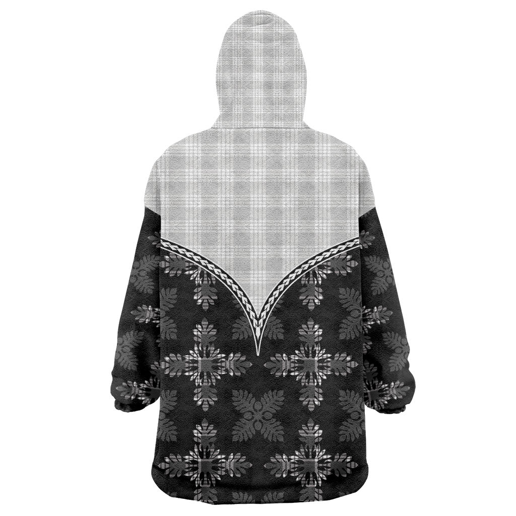 Black Hawaii Paniolo Quilt Motif Wearable Blanket Hoodie LT05 - Polynesian Pride