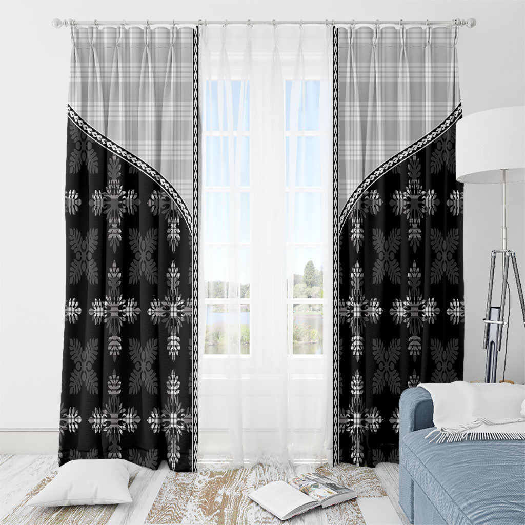 Black Hawaii Paniolo Quilt Motif Window Curtain LT05 - Polynesian Pride