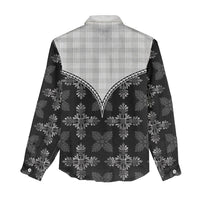 Black Hawaii Paniolo Quilt Motif Women Casual Shirt LT05 - Polynesian Pride