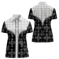 Black Hawaii Paniolo Quilt Motif Women Polo Shirt LT05 - Polynesian Pride
