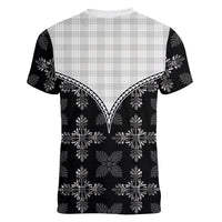 Black Hawaii Paniolo Quilt Motif Women V-Neck T-Shirt LT05 - Polynesian Pride