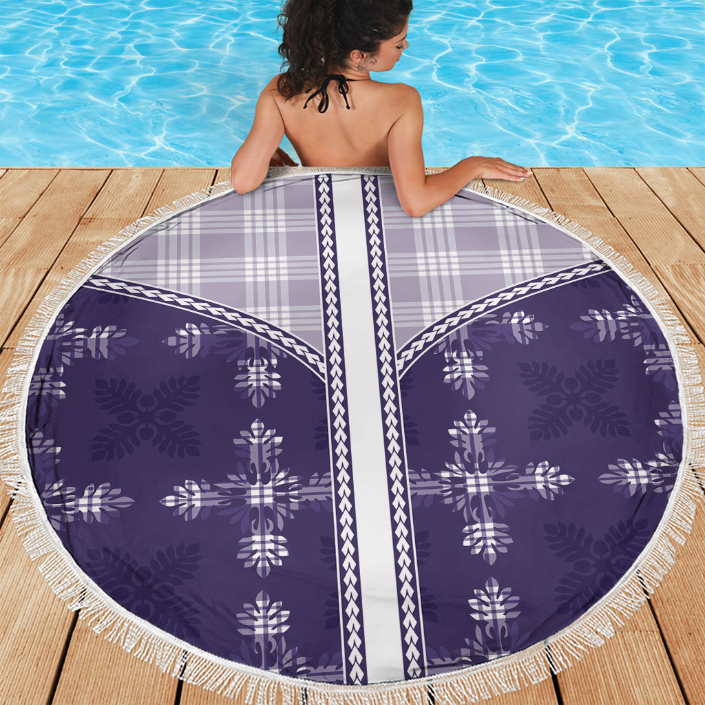 Purple Hawaii Paniolo Quilt Motif Beach Blanket LT05 - Polynesian Pride