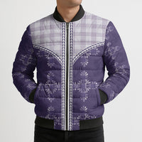 Purple Hawaii Paniolo Quilt Motif Bomber Puffer Jacket LT05 - Polynesian Pride