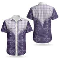 Purple Hawaii Paniolo Quilt Motif Couples Matching Off Shoulder Maxi Dress and Hawaiian Shirt LT05 - Polynesian Pride