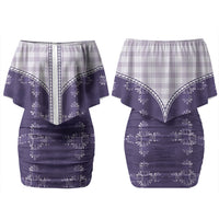 Purple Hawaii Paniolo Quilt Motif Couples Matching Off Shoulder Short Dress and Long Sleeve Button Shirt LT05 - Polynesian Pride