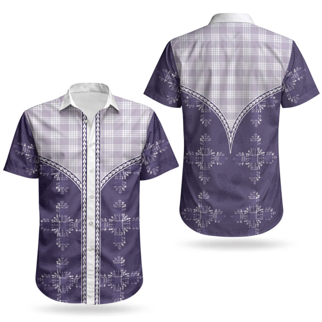 Purple Hawaii Paniolo Quilt Motif Couples Matching Summer Maxi Dress and Hawaiian Shirt LT05 - Polynesian Pride