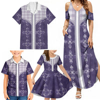 Purple Hawaii Paniolo Quilt Motif Family Matching Summer Maxi Dress and Hawaiian Shirt LT05 - Polynesian Pride