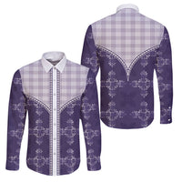 Purple Hawaii Paniolo Quilt Motif Family Matching Summer Maxi Dress and Hawaiian Shirt LT05 Dad's Shirt - Long Sleeve Purple - Polynesian Pride