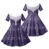 Purple Hawaii Paniolo Quilt Motif Family Matching Summer Maxi Dress and Hawaiian Shirt LT05 Daughter's Dress Purple - Polynesian Pride
