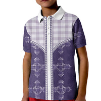 Purple Hawaii Paniolo Quilt Motif Kid Polo Shirt LT05 Kid Purple - Polynesian Pride