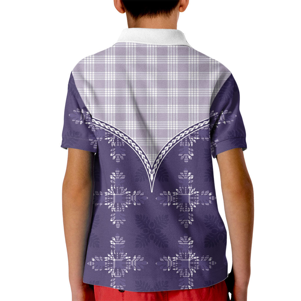 Purple Hawaii Paniolo Quilt Motif Kid Polo Shirt LT05 - Polynesian Pride