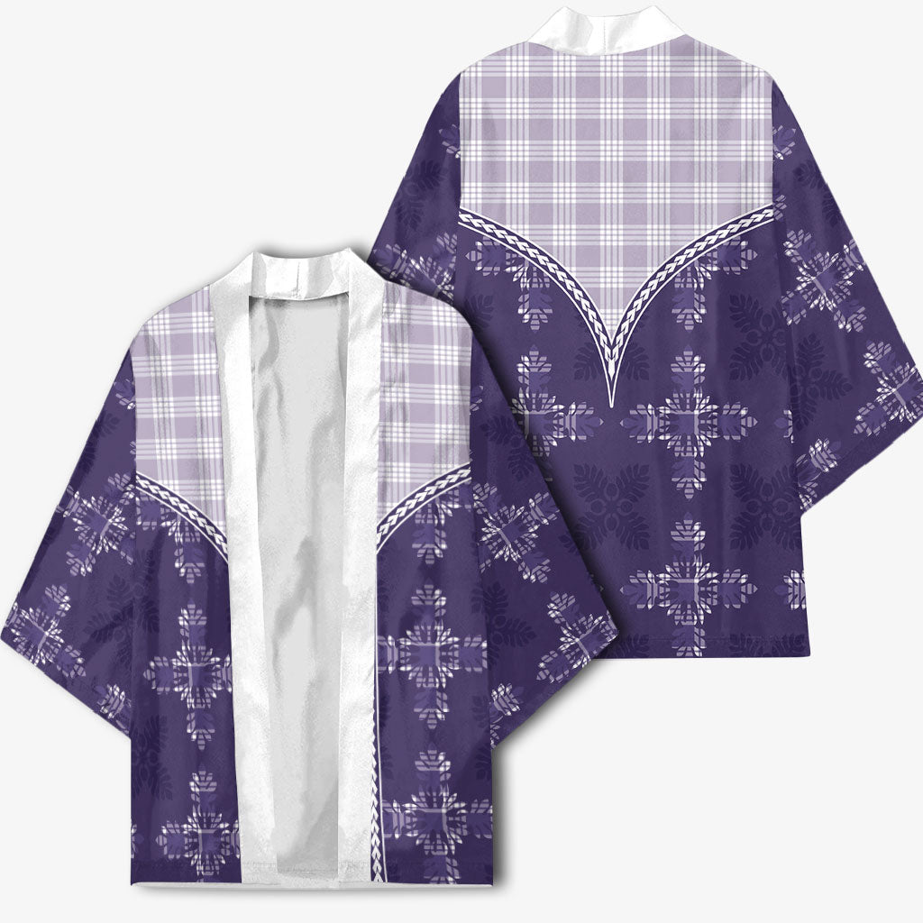 Purple Hawaii Paniolo Quilt Motif Kimono LT05 - Polynesian Pride