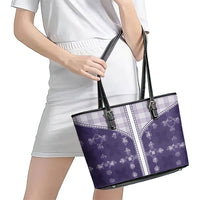 Purple Hawaii Paniolo Quilt Motif Leather Tote Bag LT05 - Polynesian Pride