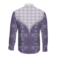 Purple Hawaii Paniolo Quilt Motif Long Sleeve Button Shirt LT05 - Polynesian Pride