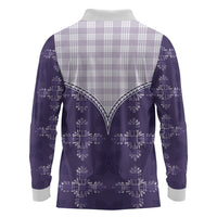 Purple Hawaii Paniolo Quilt Motif Long Sleeve Polo Shirt LT05 - Polynesian Pride