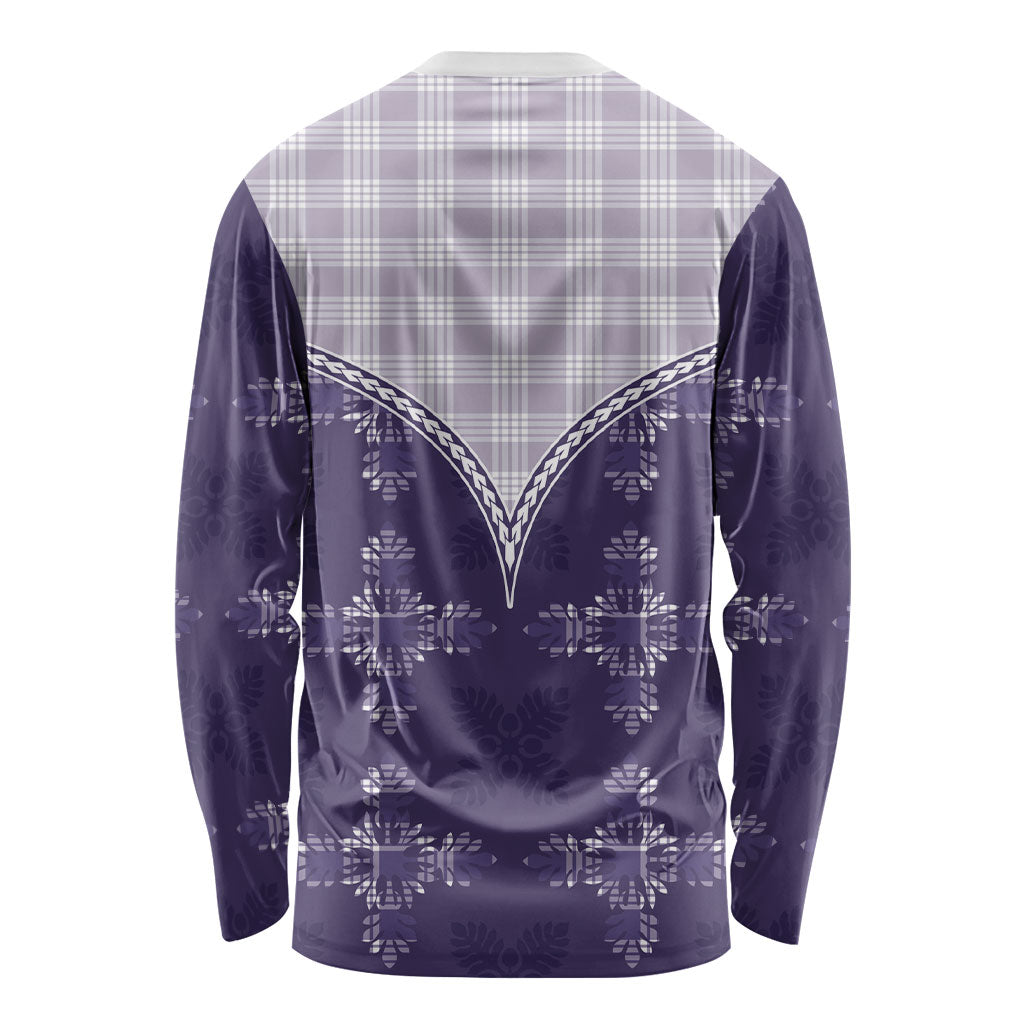 Purple Hawaii Paniolo Quilt Motif Long Sleeve Shirt LT05 - Polynesian Pride
