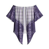 Purple Hawaii Paniolo Quilt Motif Off Shoulder Wrap Waist Top LT05 - Polynesian Pride