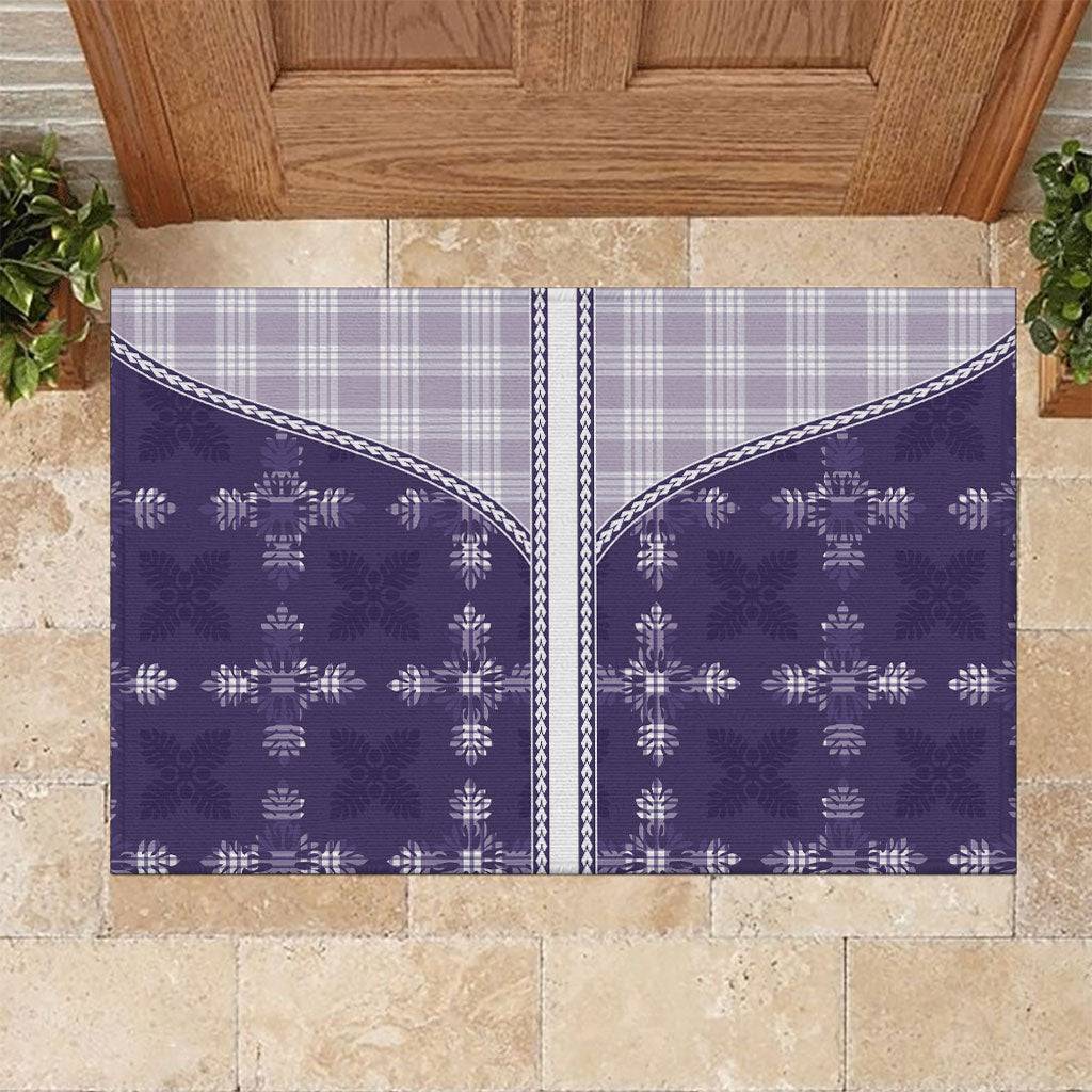 Purple Hawaii Paniolo Quilt Motif Rubber Doormat LT05 Purple - Polynesian Pride