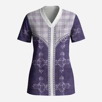 Purple Hawaii Paniolo Quilt Motif Scrub Top LT05 Adult Purple - Polynesian Pride