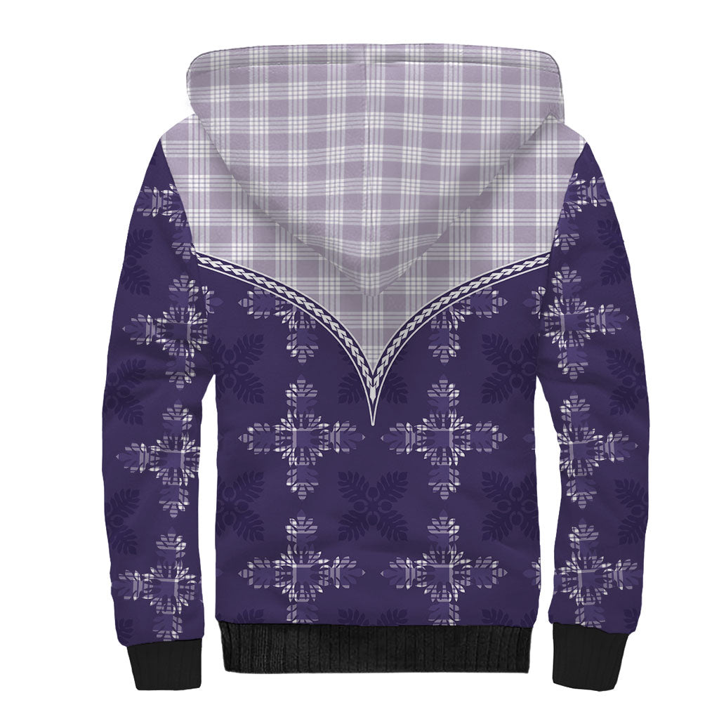 Purple Hawaii Paniolo Quilt Motif Sherpa Hoodie LT05 - Polynesian Pride
