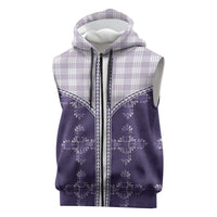 Purple Hawaii Paniolo Quilt Motif Sleeveless Zip Hoodie LT05 Purple - Polynesian Pride