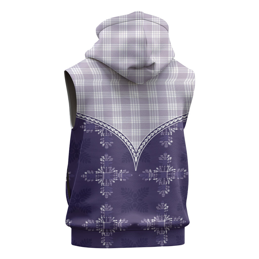 Purple Hawaii Paniolo Quilt Motif Sleeveless Zip Hoodie LT05 - Polynesian Pride