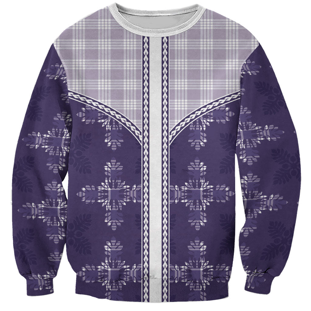 Purple Hawaii Paniolo Quilt Motif Sweatshirt LT05 Unisex Purple - Polynesian Pride