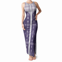 Purple Hawaii Paniolo Quilt Motif Tank Maxi Dress LT05 Women Purple - Polynesian Pride