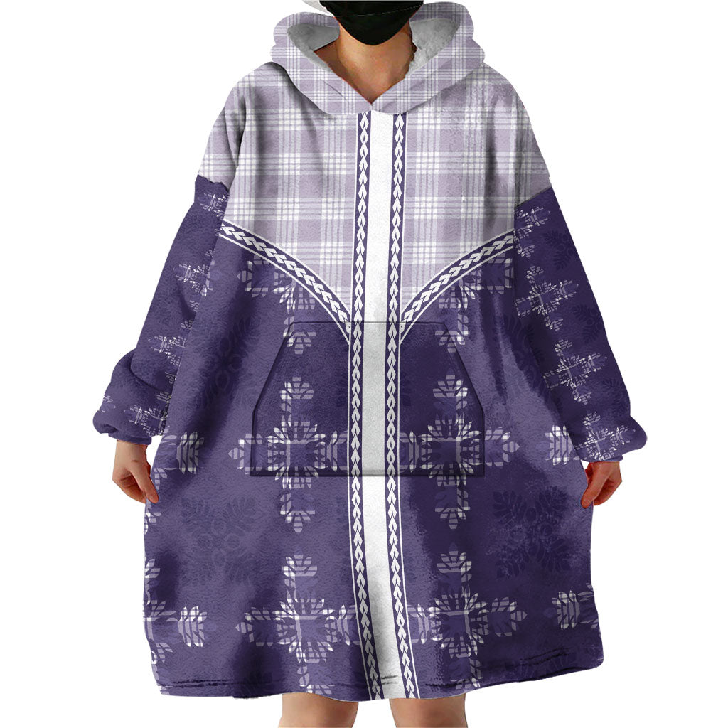 Purple Hawaii Paniolo Quilt Motif Wearable Blanket Hoodie LT05 - Polynesian Pride