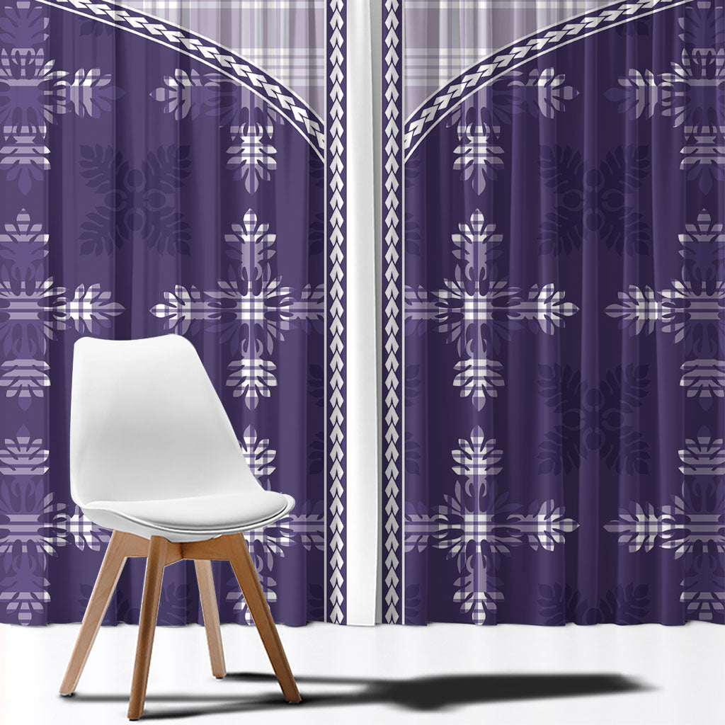Purple Hawaii Paniolo Quilt Motif Window Curtain LT05 - Polynesian Pride