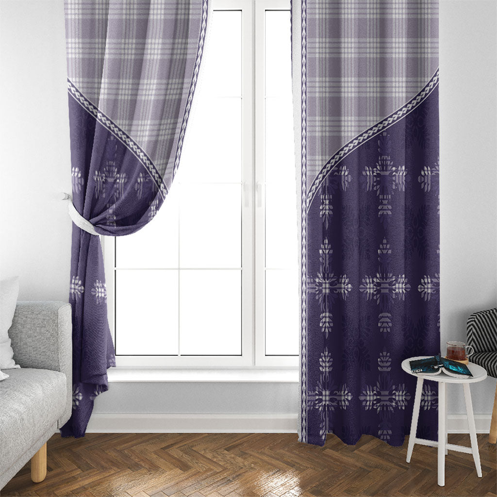 Purple Hawaii Paniolo Quilt Motif Window Curtain LT05 - Polynesian Pride