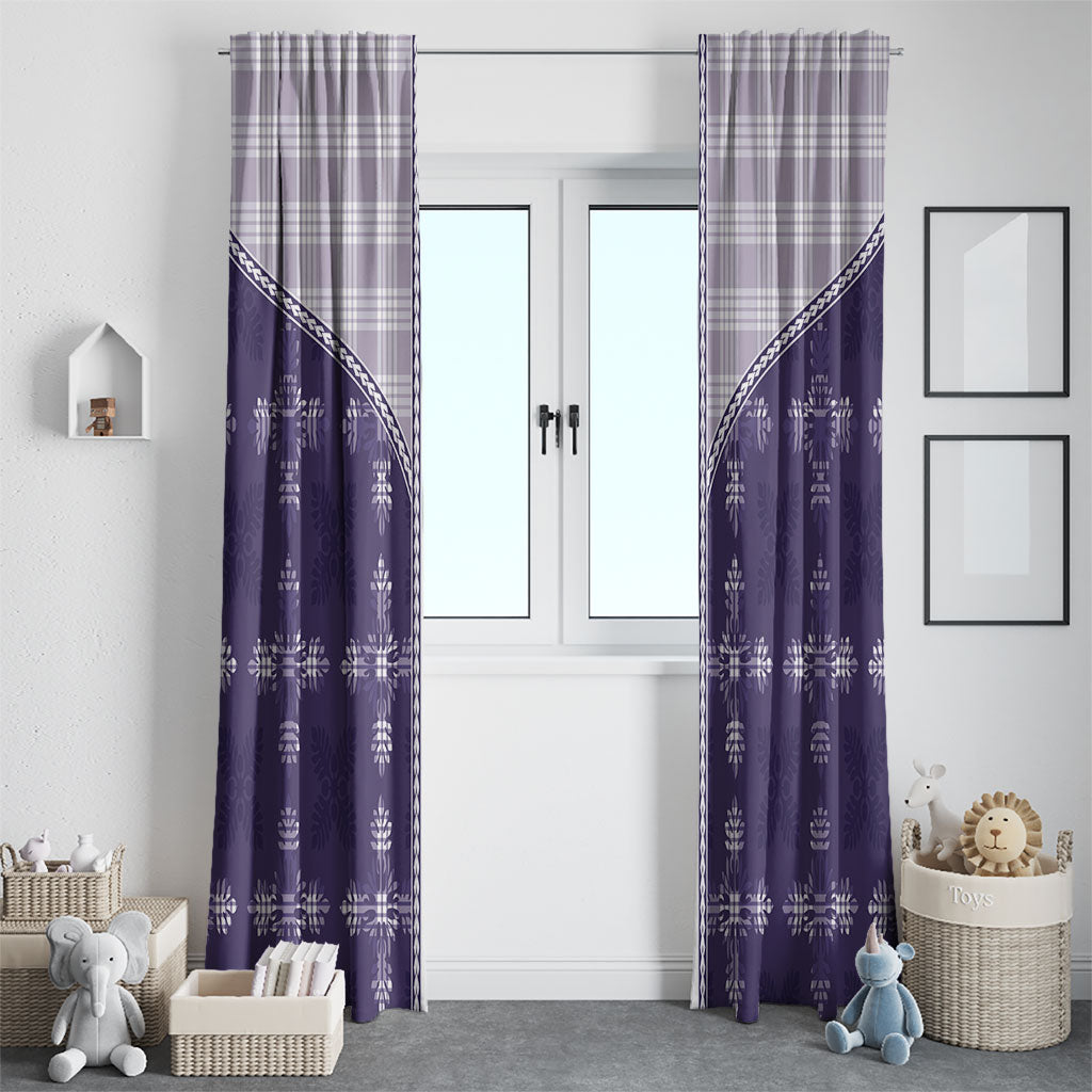 Purple Hawaii Paniolo Quilt Motif Window Curtain LT05 - Polynesian Pride