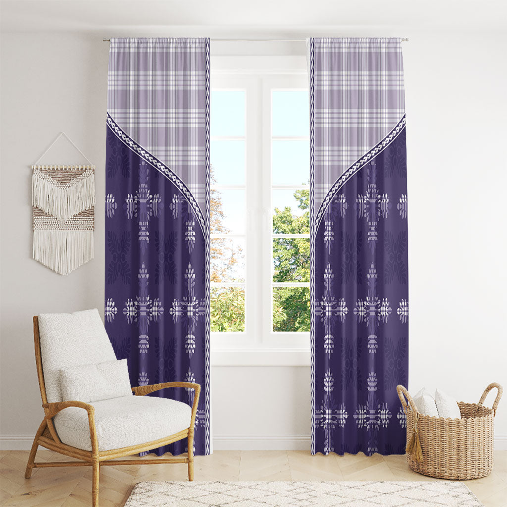 Purple Hawaii Paniolo Quilt Motif Window Curtain LT05 - Polynesian Pride