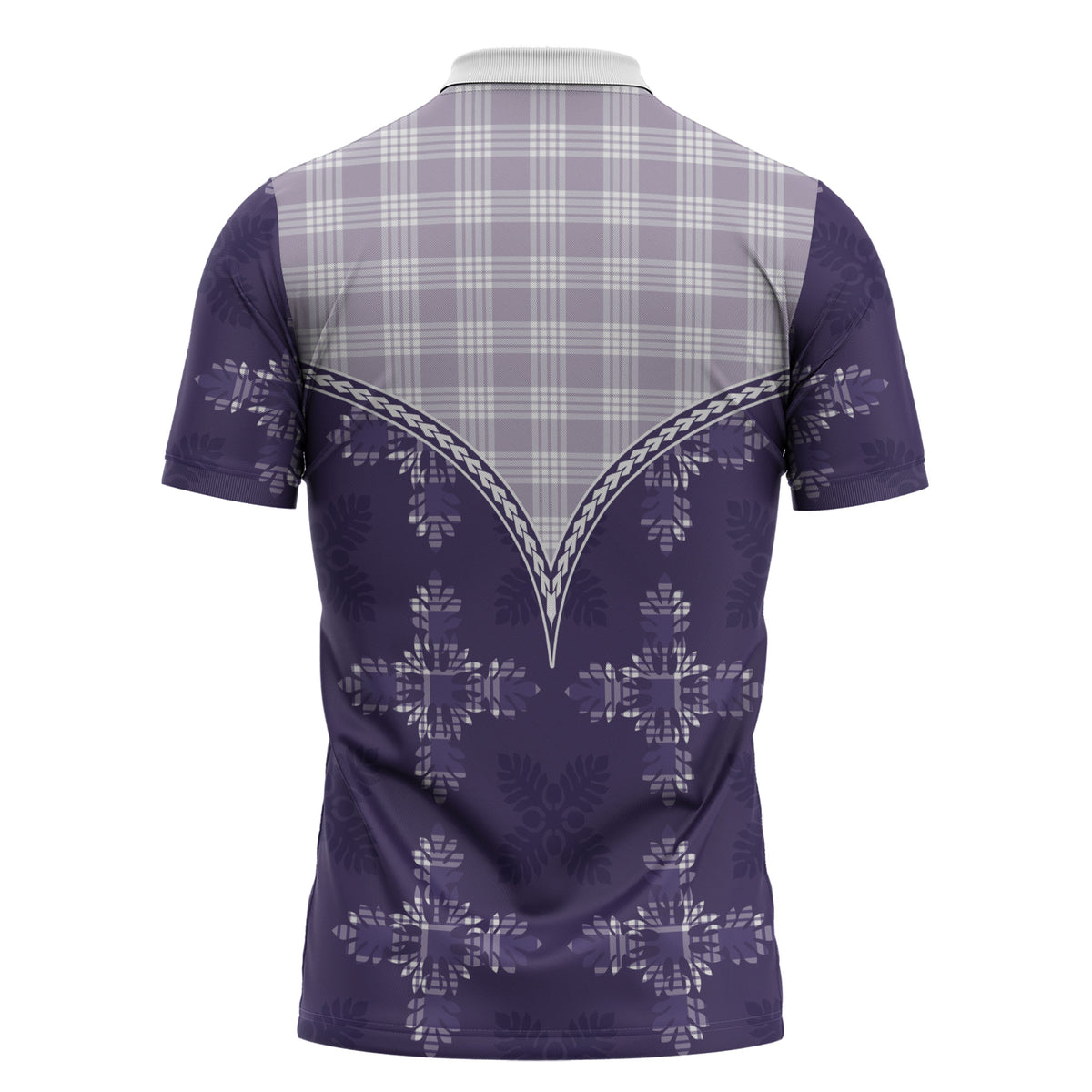 Purple Hawaii Paniolo Quilt Motif Zipper Polo Shirt LT05 - Polynesian Pride