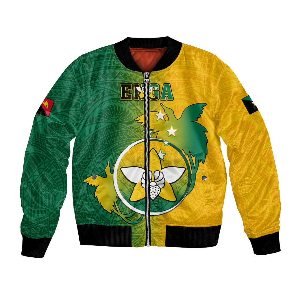 Personalized Papua New Guinea Enga Province Bomber Jacket Mix Coat Of Arms Polynesian Pattern LT05 Unisex Green - Polynesian Pride