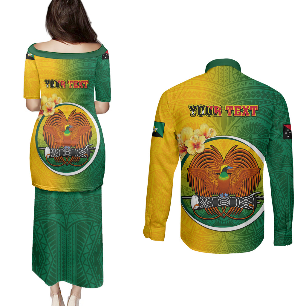 Personalized Papua New Guinea Enga Province Couples Matching Puletasi Dress and Long Sleeve Button Shirts Mix Coat Of Arms Polynesian Pattern LT05 - Polynesian Pride