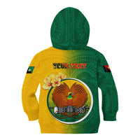 Personalized Papua New Guinea Enga Province Kid Hoodie Mix Coat Of Arms Polynesian Pattern LT05 - Polynesian Pride