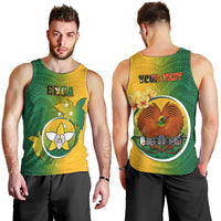 Personalized Papua New Guinea Enga Province Men Tank Top Mix Coat Of Arms Polynesian Pattern LT05 - Polynesian Pride