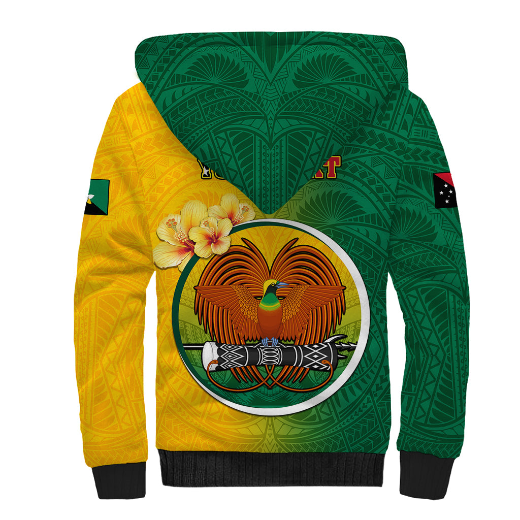 Personalized Papua New Guinea Enga Province Sherpa Hoodie Mix Coat Of Arms Polynesian Pattern LT05 - Polynesian Pride
