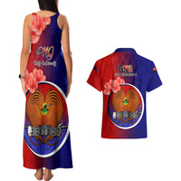 Papua New Guinea Central Province Couples Matching Tank Maxi Dress and Hawaiian Shirt Mix Coat Of Arms Polynesian Pattern LT05 - Polynesian Pride