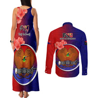 Papua New Guinea Central Province Couples Matching Tank Maxi Dress and Long Sleeve Button Shirts Mix Coat Of Arms Polynesian Pattern LT05 - Polynesian Pride