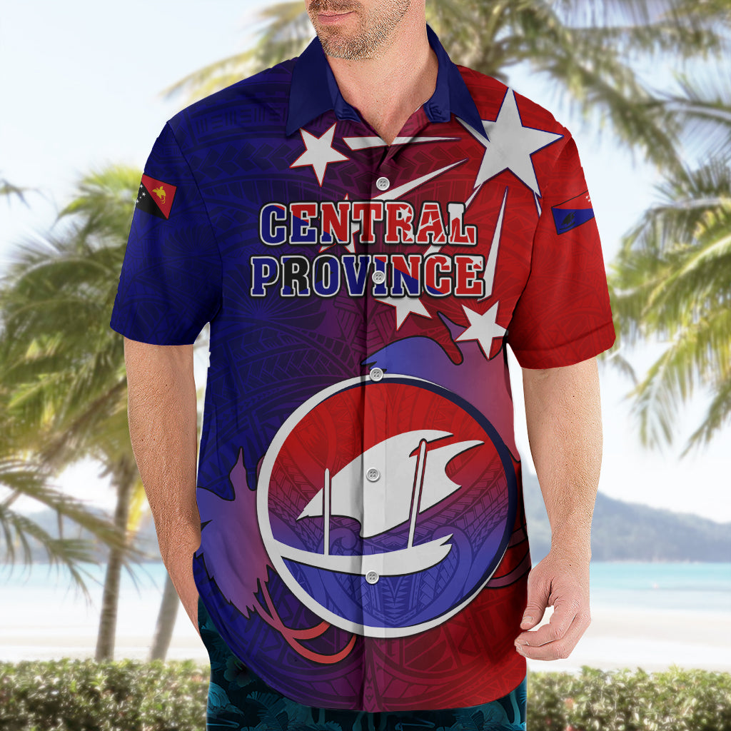 Papua New Guinea Central Province Hawaiian Shirt Mix Coat Of Arms Polynesian Pattern LT05 - Polynesian Pride