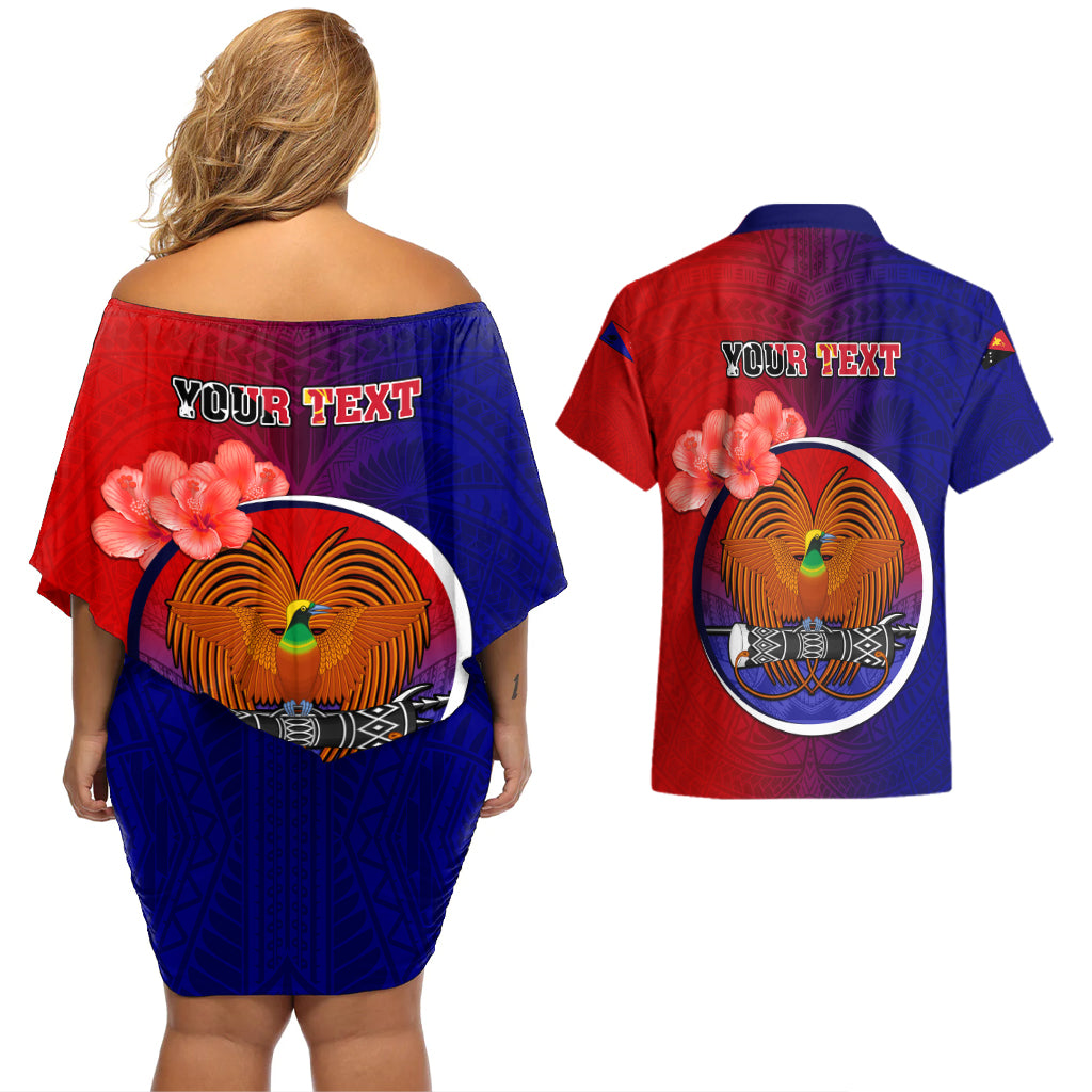 Personalized Papua New Guinea Central Province Couples Matching Off Shoulder Short Dress and Hawaiian Shirt Mix Coat Of Arms Polynesian Pattern LT05 - Polynesian Pride