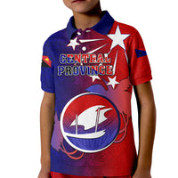 Personalized Papua New Guinea Central Province Kid Polo Shirt Mix Coat Of Arms Polynesian Pattern LT05 Kid Blue - Polynesian Pride